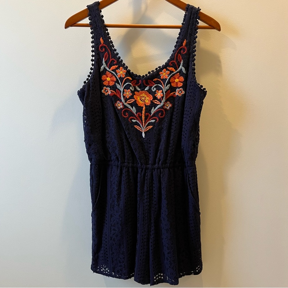 Juniors Romper Navy Blue Xhilaration Size L